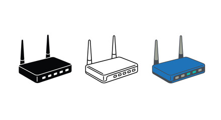 Fototapeta premium Wireless router depictions in varying styles including a silhouette