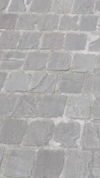 Cobblestone Street Pavement Texture in Historic Antwerp Belgium &mdash; Vertical Close-Up B-Roll Footage