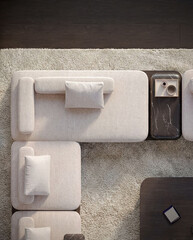 Modern luxury apartment interior in minimal scandinavian style, 3d rendering © Yulichka