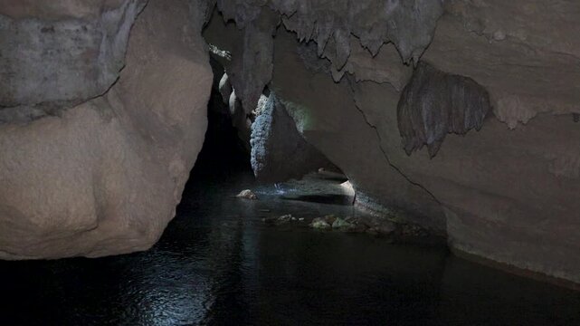 Limestone karst rock formations in St. Herman's Cave, Belize