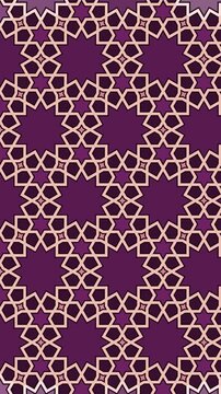 Plum and rose gold Islamic rosette pattern building itself