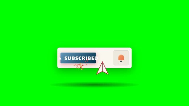 A 10-second 4K 60fps handcrafted origami papercraft 3D animation of a folded red paper subscribe button pressed by an origami paper plane pointer, triggering a geometric faceted bell swing and flutter