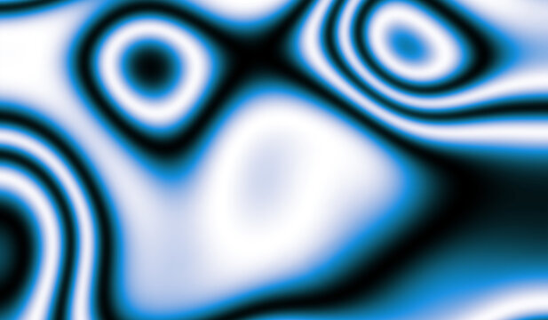 Abstract blue and white liquid chrome distorted optical illusion wavy motion background.