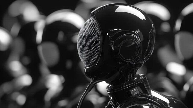 Glossy Condenser Microphone for Studio Recording and Podcast in Monochrome