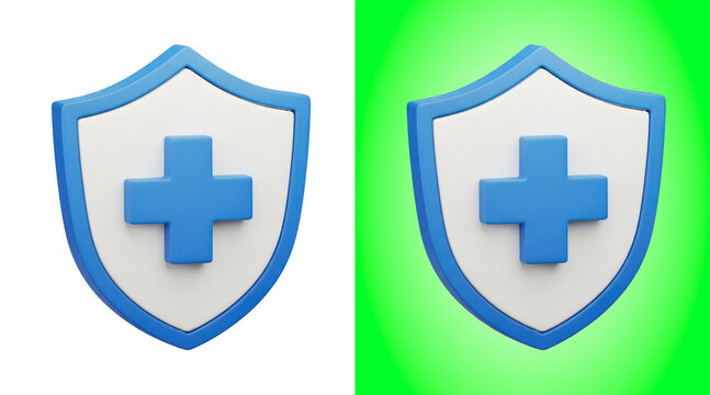 Medical shield icon with cross symbol on green background