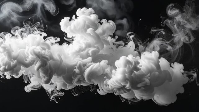 Elegant Smoke Loop With Layered White Curls Rising Slowly Drifting Naturally And Forming Softly