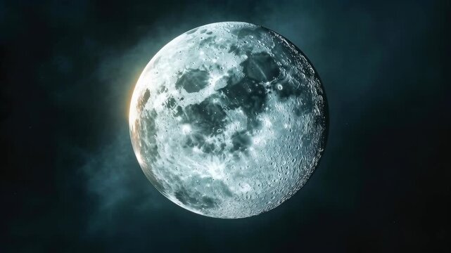Cinematic Cratered Moon Surface in Deep Space