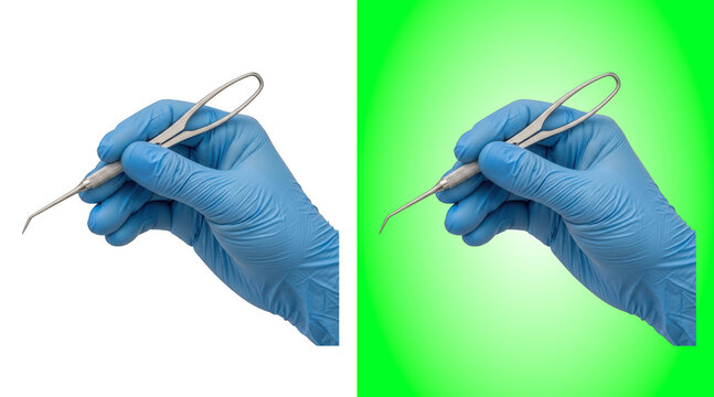 Medical professional handling surgical sutures with gloves