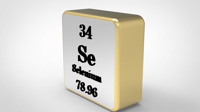 3D Rotating Selenium Se Element From Periodic Table, 90 Degree Rotation, Scientific Chemistry Concept, 4K Clean Render