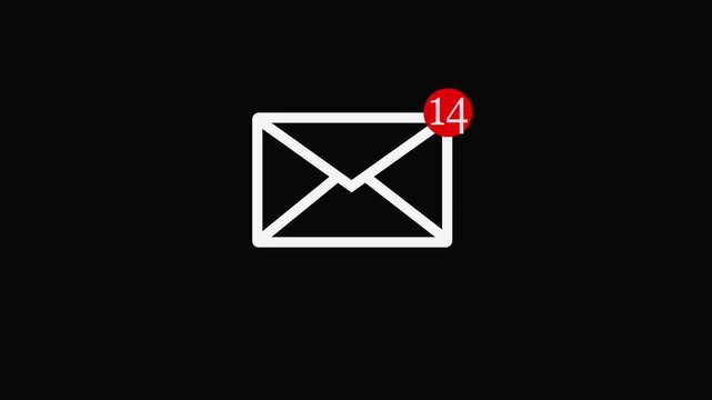 14  message , message box shape icon animation video notice receive massage animated sign symbol. Message mail box,  on black background. 4k.