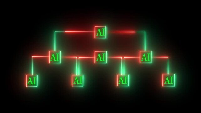 Ai tools or neon box. function for Agentic AI black background. Multi agent AI systems, Automate daily Tasks Smart AI solutions improve efficiency, 