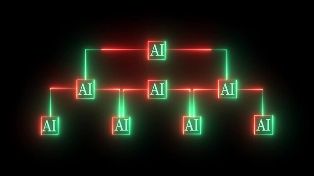Ai tools or neon box. function for Agentic AI black background. Multi agent AI systems, Automate daily Tasks Smart AI solutions improve efficiency, 