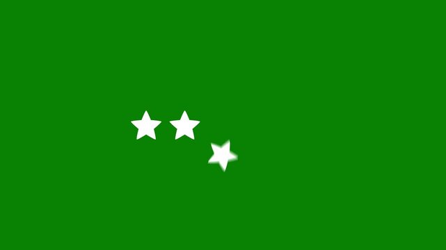 White star popup Five stars review animation with chroma key separation on green screen background