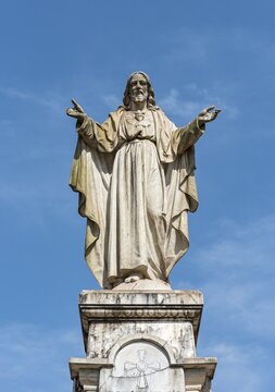 Statue of Sacred Heart of Jesus opposite the Se Cathedral, Old Goa, India