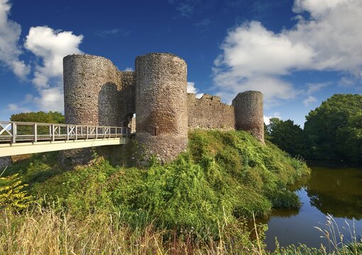 The medieval Llantilio Castle, also White Castle, circa 1185-87, Llantilio Crossenny, Monmouthshire, Wales, United Kingdom
