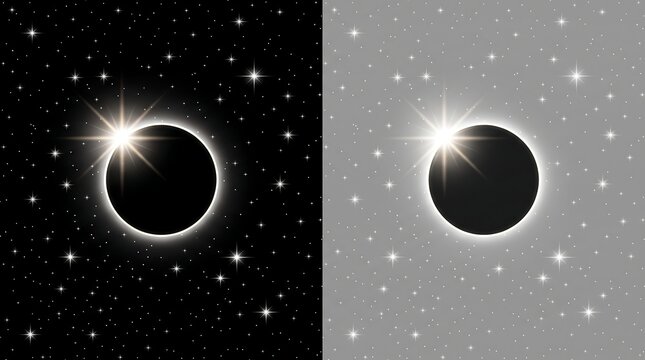 glowing eclipse corona rings in dark cosmos starry background bundle