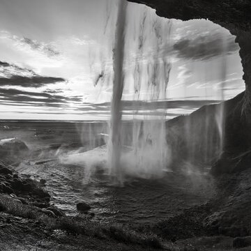 Seljalandsfoss in the evening, Su&eth;urland, Sudurland, near ring road, South Iceland, Iceland
