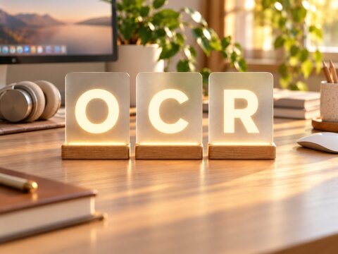 OCR optical character recognition blocks on a sunlit desk