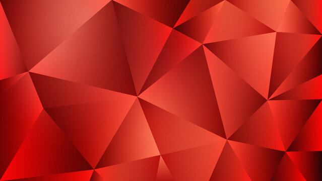 Abstract red polygonal low poly crystal background with textured geometric triangle shapes for modern digital art graphic design and creative technology concepts.