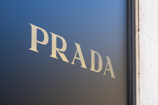 September 25, 2026, D&uuml;sseldorf, Germany - Prada logo on a store window