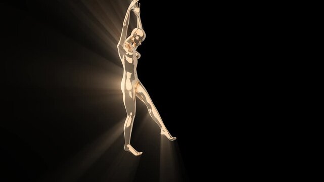 a Golden Classic dancer woman, or female dancer inside a party or event, Ideal for promoting a video or using for title credit or end credit. For highlighting a product or showcasing a project. Good f