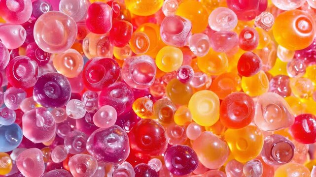 Close-up of Colorful Glossy Jelly Beads and Boba Pearls