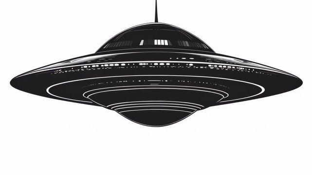 Stylized flying saucer UFO on white background