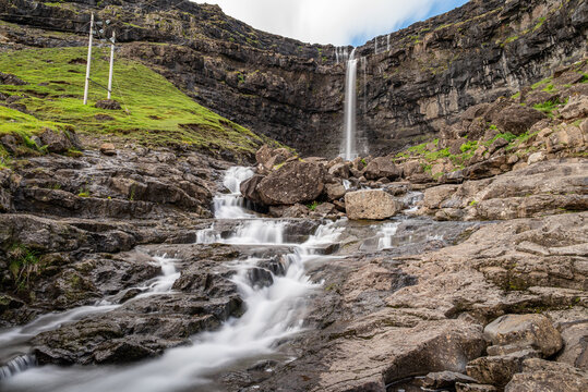 The waterfall of Fossa on island of Streymoy in the Faroe Islands