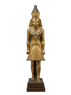 Golden Ancient Egyptian Pharaoh Statue Standing