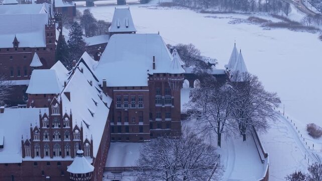 Malbork castle at snowy winter in Poland