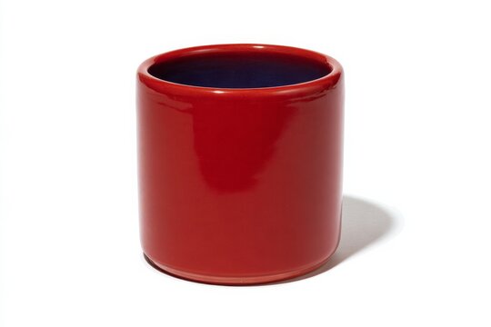 Red flower pot isolated on a white background.