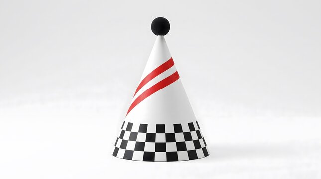 Party hat with checkered and striped design