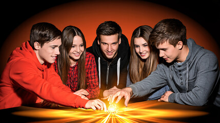 Obraz premium Empowering Synergy Diverse Business Leaders Unite Around a Radiant Idea