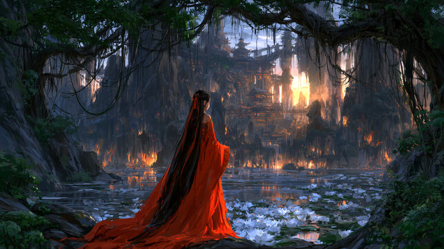 Luminous Serenity  A Woman's Awakening Amidst Nature's Majesty