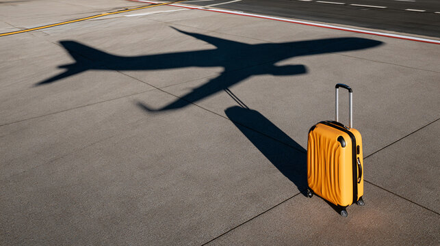 Voyaging  Lone Suitcase on Airport Tarmac