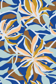 Hand drawn seamless pattern with beautiful flowers. Vector illustration, retro style. Can be used for embroidering flowers, wallpaper, etc.