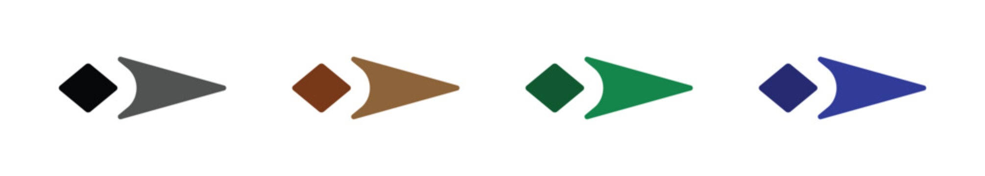 Double arrow flat graphic vector icons set. Line and filled vector arrows icons designs set