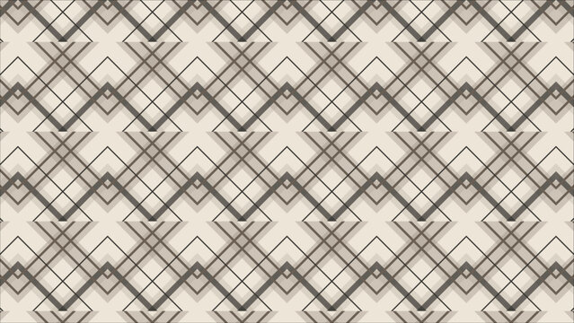 Seamless Geometric Diamond Lattice Pattern Background, Vintage Black and Beige Interlocking Grid Lines, Elegant Repeating Plaid Texture for Wallpaper and Fabric
