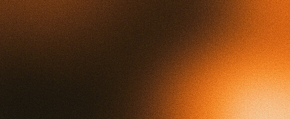 Obraz na płótnie Canvas Orange grainy gradient background, vibrant glowing color blurs on dark backdrop, abstract noise texture website header, banner, poster, cover or wallpaper design