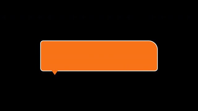 Orange speech bubble chat message icon on dark background animation.