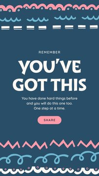 Doodle Abstract Stories / Navy Encouragement Story with Bold Headline, Patterned Doodle Bands and Share Button for Confidence Boosts and Support Messages / Vertical / Part 10