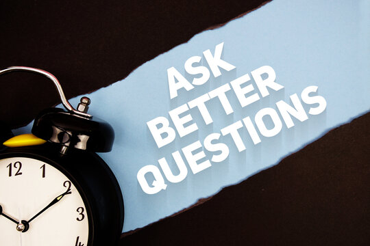 Ask Better Questions with alarm clock on blue background