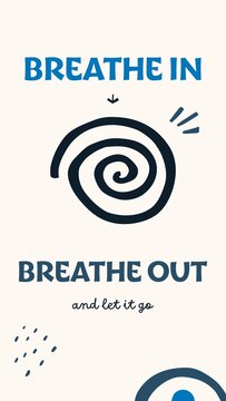 Doodle Stories / Cream Breathing Story with Spiral Doodle, Arrow and Half Sun for Breathing Exercises, Meditation and Anxiety Relief / Vertical / Part 05