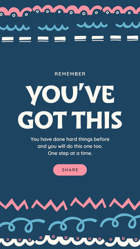 Doodle Abstract Stories / Navy Encouragement Story with Bold Headline, Patterned Doodle Bands and Share Button for Confidence Boosts and Support Messages / Vertical / Part 10