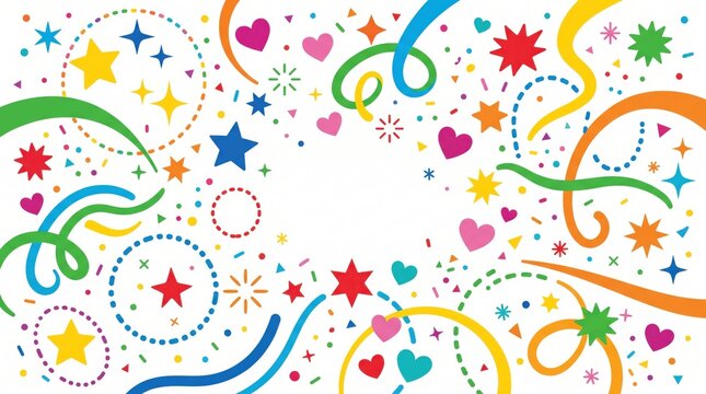 Cute colorful dashed circle seamless pattern vector background with stars and bows for birthday party, wallpaper, and baby craft.