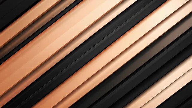Copper and Black Abstract Geometry: A striking geometric composition featuring parallel copper and black stripes arranged diagonally, creating a modern and sophisticated background.