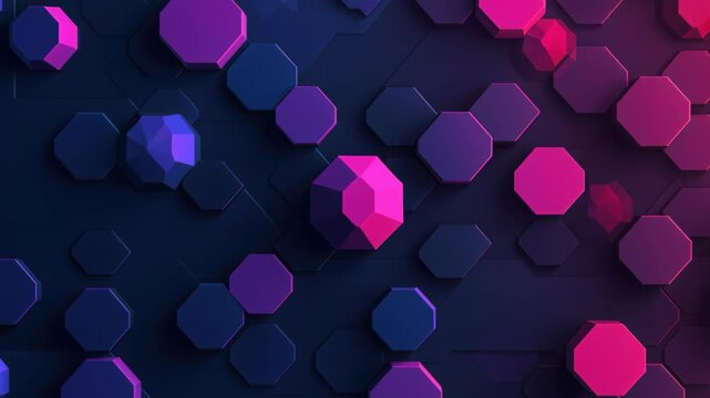 Abstract Geometric Pattern with Octagons and Dodecahedron: A visually striking abstract pattern featuring a vibrant interplay of geometric shapes.