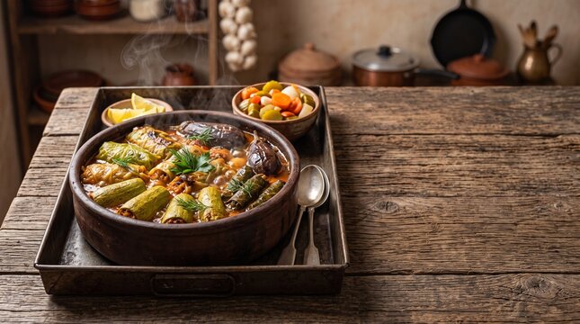 Bubbling Clay Casserole of Assorted Stuffed Vegetables (Mahshi)