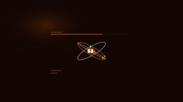 Three tilted gyroscope orbits carrying glowing electrons