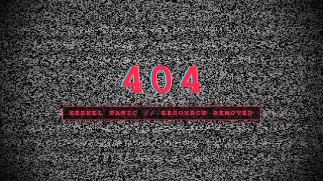 Digital 404 Error Display With Retro Television Static Interference